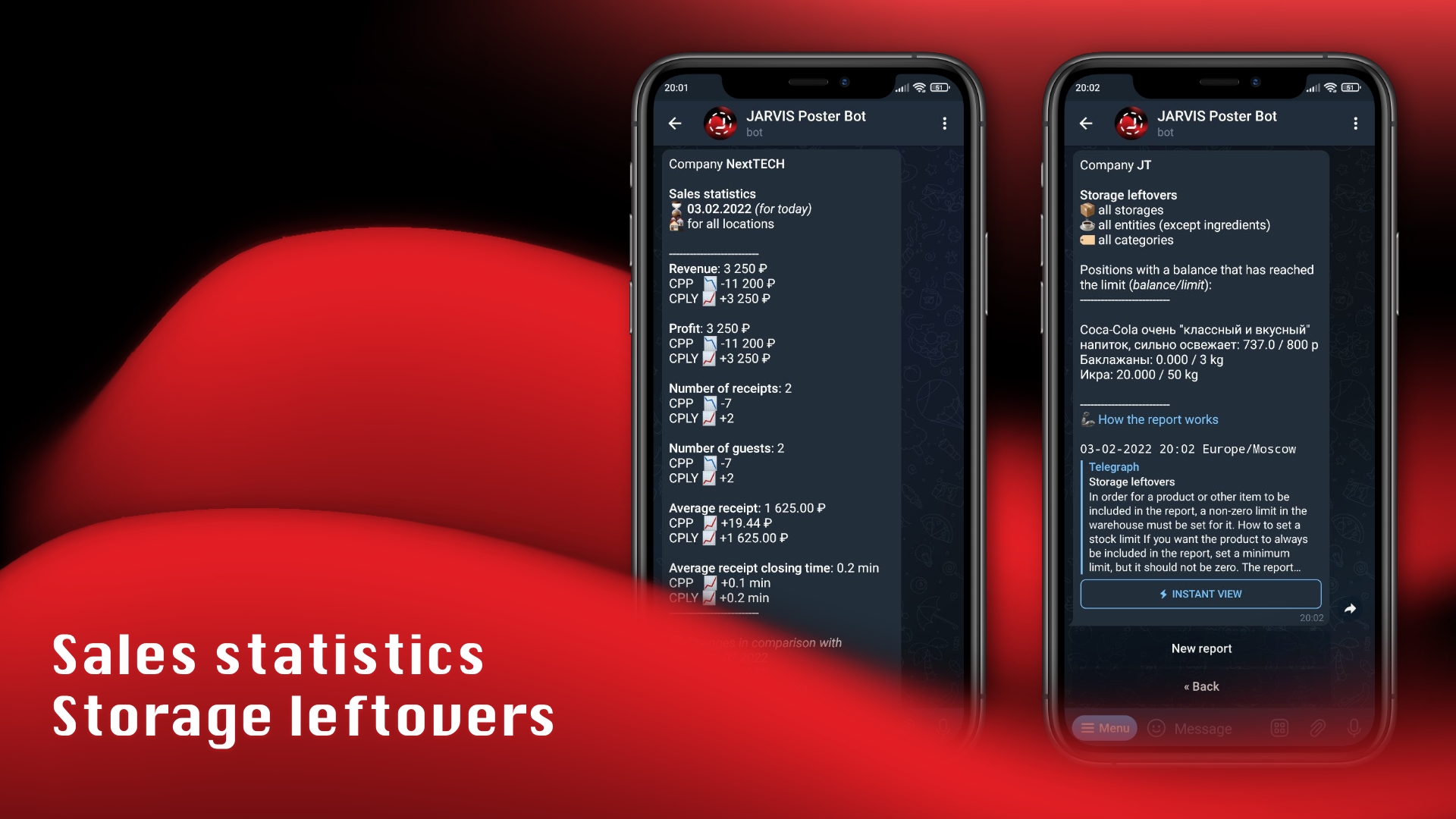 Reports and notifications about orders in Telegram