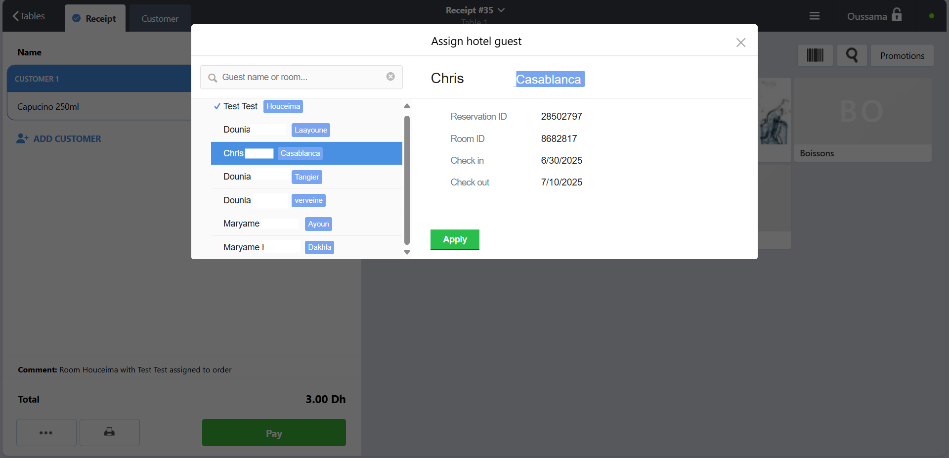 Sync POS Orders with Hotel PMS