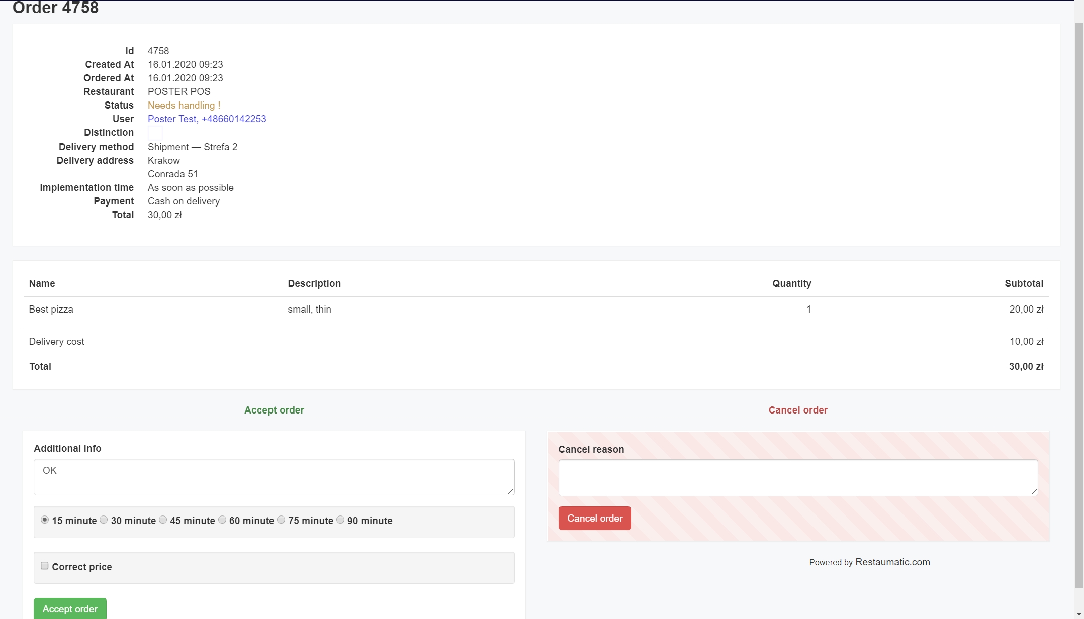 Online food order system